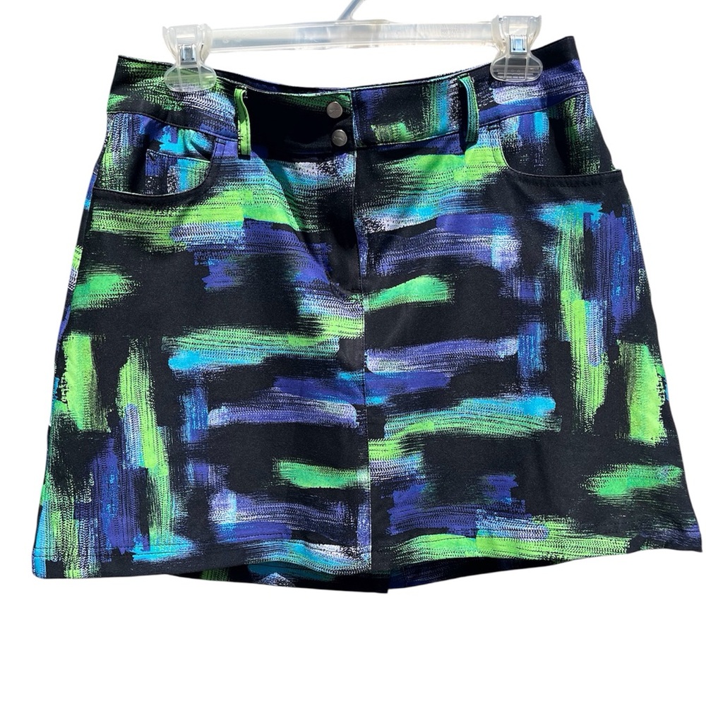 Slazenger Women's Blue and Green Patterned Skort EUC